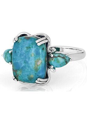 JTV Blue Turquoise Sterling Silver Ring Sterling Silver Size 8 Signed BBJ